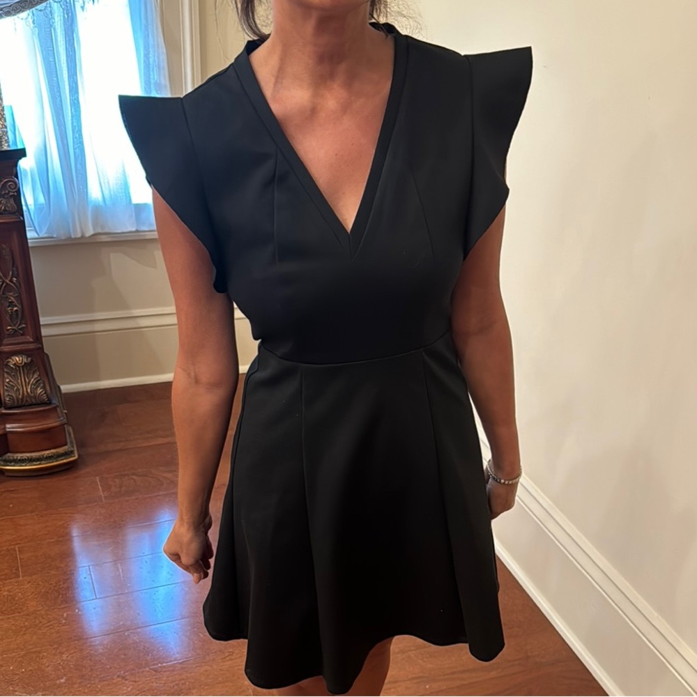 BCBGeneration black Flutter Sleeve Mini Dress